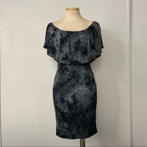 Black/grey mini dress / off the shoulder